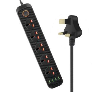 A03 2m 3000W 5 Plugs + 4-USB Ports Multifunctional Flame-retardant Socket with Switch(UK Plug)