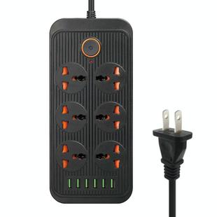 A07 2m 3000W 6 Plugs + 6-USB Ports Multifunctional Flame-retardant Socket with Switch(US Plug)