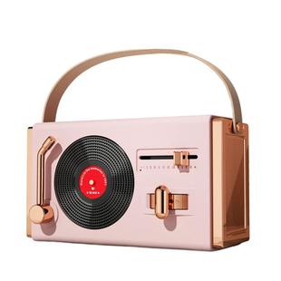 C220 Multifunctional Vinyl Record Player Speaker Portable Handheld Mini Retro Audio, Color: Cherry Pink