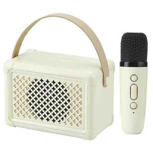 Portable Bluetooth Speaker Home Mini Karaoke Audio, Style: Microphone+Speaker(Light Yellow)