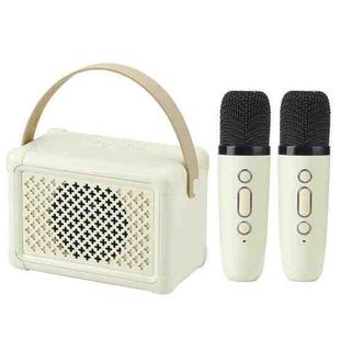 Portable Bluetooth Speaker Home Mini Karaoke Audio, Style: Dual-Microphone+Speaker(Light Yellow)