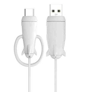 Data Line Protector For IPhone USB Type-C Charger Wire Winder Protection, Spec: Small Head Band +USB Head White