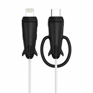 Data Line Protector For IPhone USB Type-C Charger Wire Winder Protection, Spec: Microcephaly +Small Head Band Black