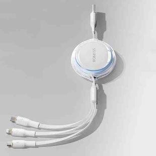 ROMOSS CB258S 3.5A 3-In-1 Telescopic Data Charging Cable USB-A To Type-C & 8 Pin & Micro Wire 1.1m (White)