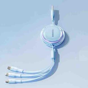 ROMOSS CB258S 3.5A 3-In-1 Telescopic Data Charging Cable USB-A To Type-C & 8 Pin & Micro Wire 1.1m (Blue)