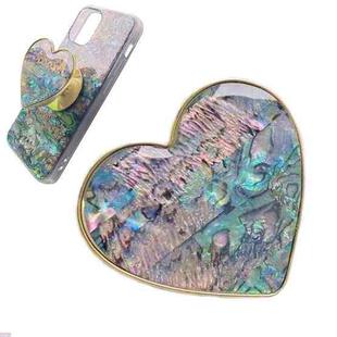 Heart-shape Colorful Shell Pattern Electroplated Airbag Phone Holder, Style: Blue Abalone