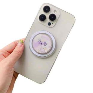 Glue Cartoon Floral Magnetic Airbag MagSafe Phone Telescopic Holder, Without Magnet, Color: 3-Flowers