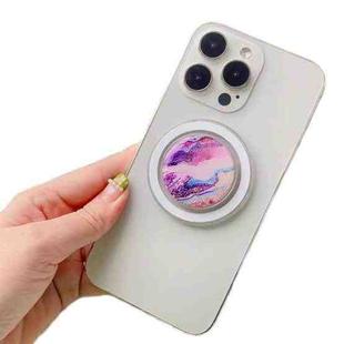 Glue Cartoon Floral Magnetic Airbag MagSafe Phone Telescopic Holder, Without Magnet, Color: 6-Marble