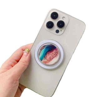 Glue Cartoon Floral Magnetic Airbag MagSafe Phone Telescopic Holder, Without Magnet, Color: 7-Marble