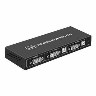 4K DVI USB KVM Switch DVI 2 In 1 Out Adapter Two Computer Shared Switcher Hub(Black)