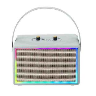 Leather Colorful Light Effect Karaoke Audio Retro Outdoor Bluetooth Speaker, Style: Single Speaker(Gray)