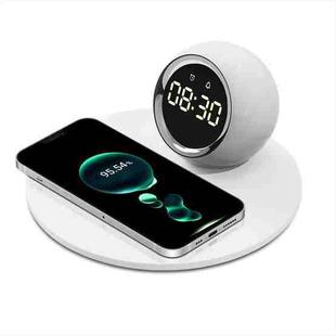 K22T 15W Multifunctional Rotatable Clock Night Light Wireless Fast Charger, Color: White