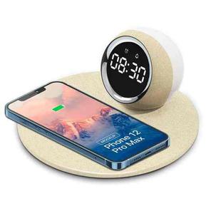 K22T 15W Multifunctional Rotatable Clock Night Light Wireless Fast Charger, Color: Wheat-color