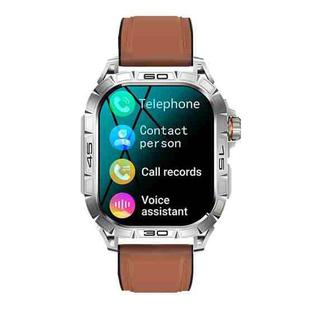 K63 1.96-Inch Heart Rate/Blood Oxygen Monitoring Bluetooth Call Sports Smart Watch, Color: Brown leather