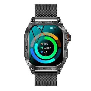 K63 1.96-Inch Heart Rate/Blood Oxygen Monitoring Bluetooth Call Sports Smart Watch, Color: Black Steel