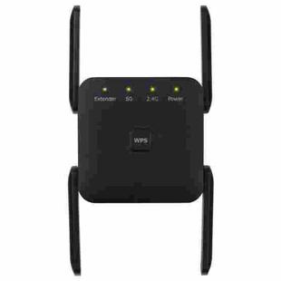 1200Mbps 2.4G / 5G WiFi Extender Booster Repeater Supports Ethernet Port Black EU Plug