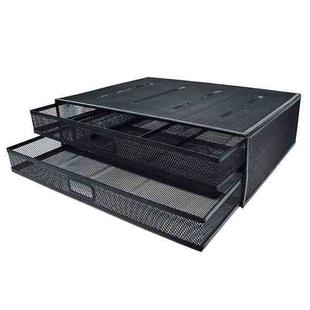 Computer Cooling Height Increase Stand Drawer Type Double Iron Desktop Storage Shelf(Black)