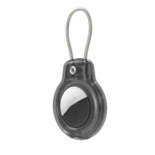For AirTag Tracker Protective Cover With Metal Lanyard and Lock Three-proof Case(Transparent Black)