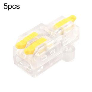 5pcs D1-2T Push Type Mini Wire Connection Splitter Quick Connect Terminal Block(Yellow)