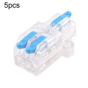 5pcs D1-2T Push Type Mini Wire Connection Splitter Quick Connect Terminal Block(Blue)