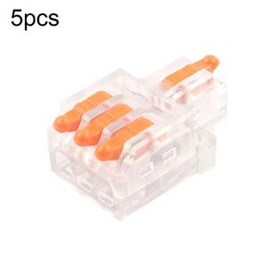 5pcs D1-3T Push Type Mini Wire Connection Splitter Quick Connect Terminal Block(Orange)