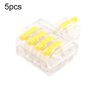 5pcs D1-4T Push Type Mini Wire Connection Splitter Quick Connect Terminal Block(Yellow)