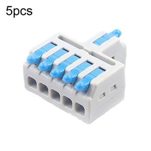 5pcs D1-5 Push Type Mini Wire Connection Splitter Quick Connect Terminal Block(Blue)