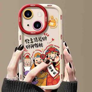 For iPhone 13 Puffy Phone Case Princess Please Fortune God Of Wealth Drop-Proof Phone Case(White)