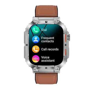 K57 Pro 1.96 Inch Bluetooth Call Music Weather Display Waterproof Smart Watch, Color: Silver Leather