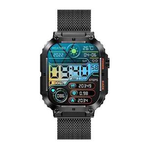 K57 Pro 1.96 Inch Bluetooth Call Music Weather Display Waterproof Smart Watch, Color: Black Steel