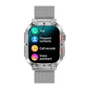 K57 Pro 1.96 Inch Bluetooth Call Music Weather Display Waterproof Smart Watch, Color: Silver Steel