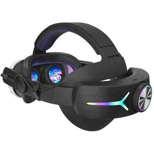 For Meta Quest 3 USB Rechargeable RGB Lighting Effect Adjustable Foldable Headset(Black)