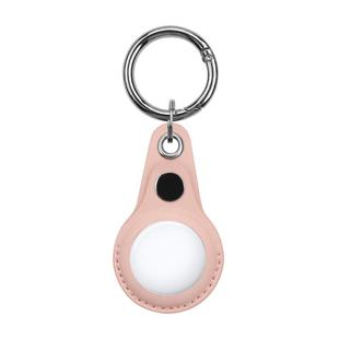 For Airtag Anti-Lost Positioning Tracker Water Drop-Shaped PU Fiber Leather Protective Case(Rose Pink)