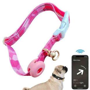 For AirTag Tracker Silicone Sleeve Medium Dog Collar Nylon Reflective Anti-Tangle Pet Collar, Size: M(Pink)