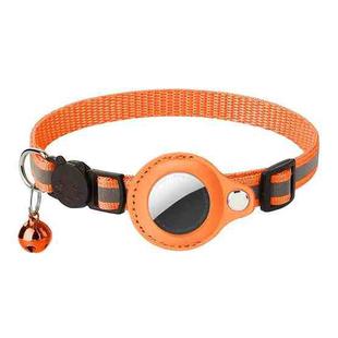 For AirTag Pet Anti-Lost Locator Collar Protector Cats Reflective Bell Neckties(Orange)