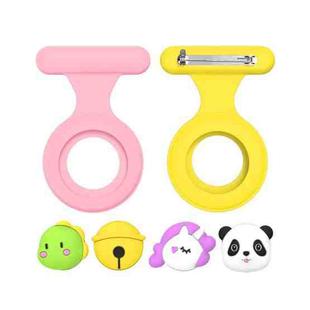 For AirTag 2pcs Silicone Protective Case Kids Brooch Snap Cartoon Locator Case(Pink+Yellow)