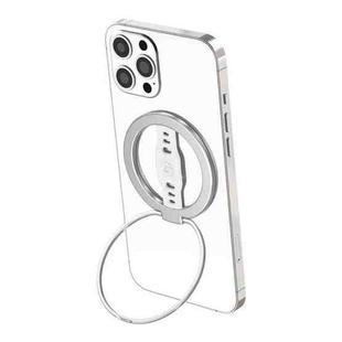 LiPUSEN LPS-201U Silicone Hand Clip Magsafe Cell Phone Holder With Magnetic Wireless Charger(Silver)