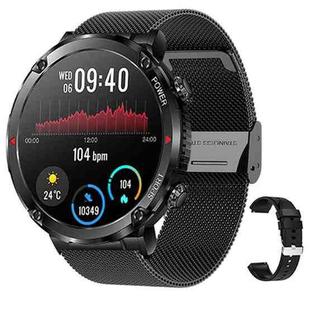 T30 1.6-inch Outdoor Sports Waterproof Smart Music Bluetooth Call Watch, Color: Black Net+Silicone