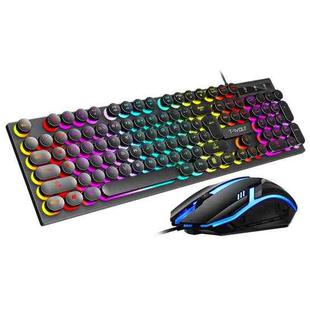 T-WOLF TF270 Colorful Light Effect Retro Gaming Wired Keyboard And Mouse Set(Set)