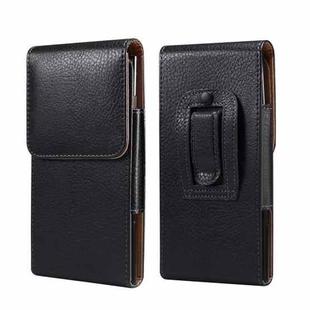  4.7 Inch  Men Vertical Mobile Phone Waist Bag Litchi Pattern Back Clip Buckle Belt Leather Case