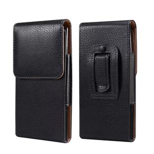  6.9 Inch  Men Vertical Mobile Phone Waist Bag Litchi Pattern Back Clip Buckle Belt Leather Case