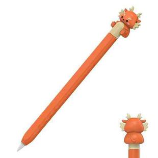 For Apple Pencil 2 AhaStyle Cartoon Dragon Pen Case Capacitive Stylus Silicone Cover(Orange)