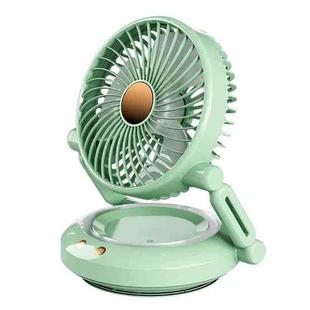 Rotatable LED Night Light Desktop Folding Fan Portable Silent Wall Fan, Size: Charging Model(Green)