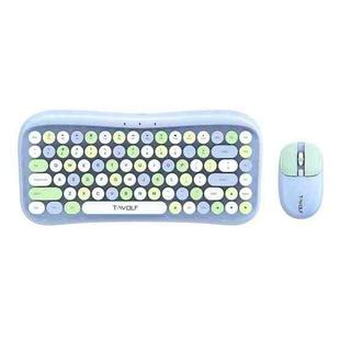 T-WOLF TF660 2.4G+5.0 Bluetooth Dual-Mode Retro Wireless Keyboard And Mouse Set(Blue)