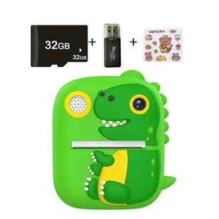 2.4 Inch 1080P HD Instant Printing Camera Children Thermal Printer With 32G TF Card(Green)