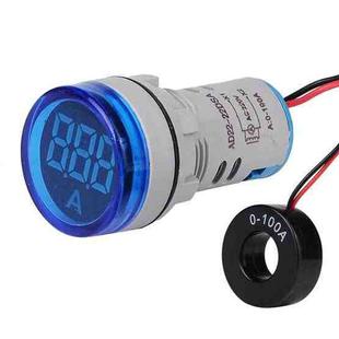 SINOTIMER ST16A Round 22mm LED Digital Signal Light 220V AC Ammeter 0-100A AC Current Indicator Light(03 Blue)