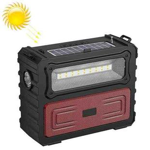 DV-690 Dual LED Light Solar Wireless Bluetooth Speaker Outdoor Camping FM Radio(Red)