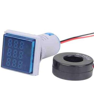 SINOTIMER ST17VAH 3 In 1 Square LED Digital Display AC Voltage Current Frequency Indicator 60-500V 0-100A 20-75Hz(03 Blue)