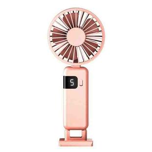 Portable Digital Display Hanging Neck Mute Small Fan USB Charging Handheld Foldable Fan(Pink)