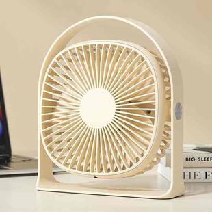 Lightweight USB Charging Nightlight Desktop Fan Summer Office Student Outdoor Multifunctional Small Fan(Beige)